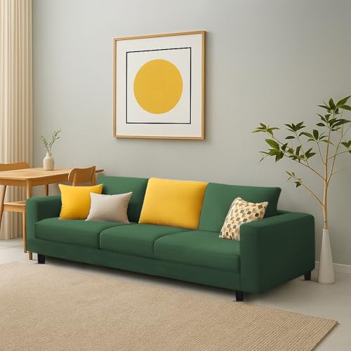 Image of Galib 3 Seater Sofa Set for Living Room (Green Fabric) Premium Fabric Sofa Set