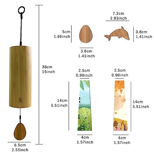 Carillon éolien de méditation en bois vintage pour la sérénité du patio - 3