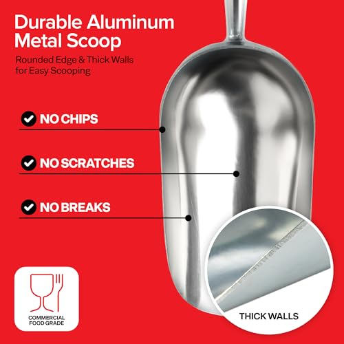 Image of 12 oz Ice Scoop (Hand Wash Only), Stock Your Home Metal Ice Scoop for Freezer, Commercial Food Grade Aluminum Utility Scooper for Ice Machine, Kitchen, Bar, Restaurant, Flour, Popcorn and Pet Food