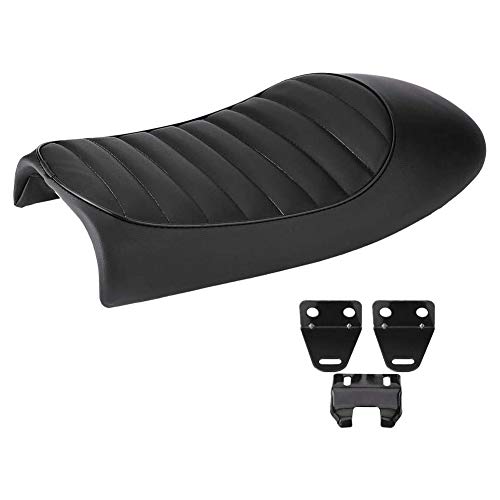 Motorrad Leder Sitz, Motorrad Sitz, Motorrad PU Leder Vintage Sitz Flachsattel für CG125 GN CG CB200 CB350 CB400SS CB500 CB750 SR400 SR500 XJ XS(B)