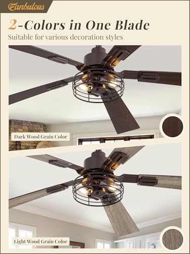 Image of Fanbulous 48 Inch Farmhouse Rustic Ceiling Fan with Light & Remote,2 Pack