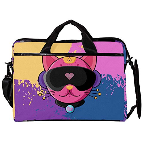 Bolso bandolera para portátil de 14 pulgadas con diseño de gato rosa ideal para la universidad