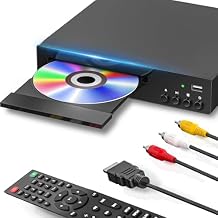 Region Free DVD Player for Smart TV 1080P HDMI DVD Player with USB Input, Compact CD DVD Players Support PAL/NTSC, HDMI & AV Cable and Remote Control