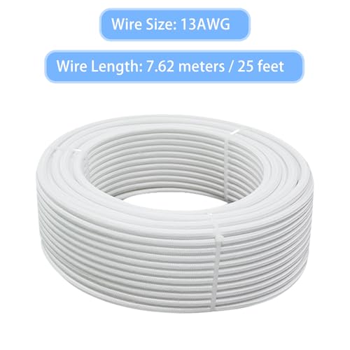13 Gauge High Temperature Wire 25Ft, -76-932 ℉ 13 AWG Mica Fiberglass Electronic Copper Wire Insulated Heat Resistant High Temp Electronical Flexible Cable for Lamp Boiler Heater Kiln