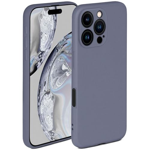Coque silicone iPhone 16 Pro souple bleu gris protection ecran appareil photo