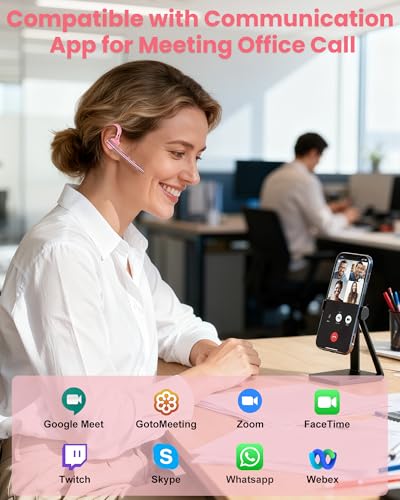 Image of New Bee Bluetooth Headset V5.1 72H Talk Time Dual Mic with Mute Button for Business, Wireless Hand-Free Bluetooth Earpiece with 500mAh Charging Case for Cell Phone Calls Trucker Driver Laptop