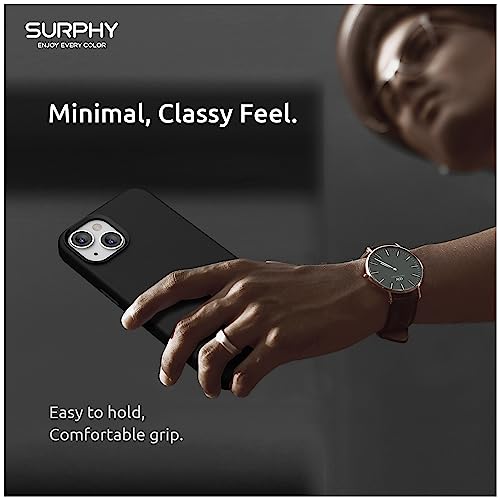SURPHY Compatible with iPhone 13 Mini Case, Premium Faux Leather Phone Case (with Metallic Buttons & Microfiber Lining) for 13 Mini (5.4 inch 2021), Black