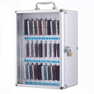 YNSHOP Edelstahl Handyschrank 24 Mobilfächer