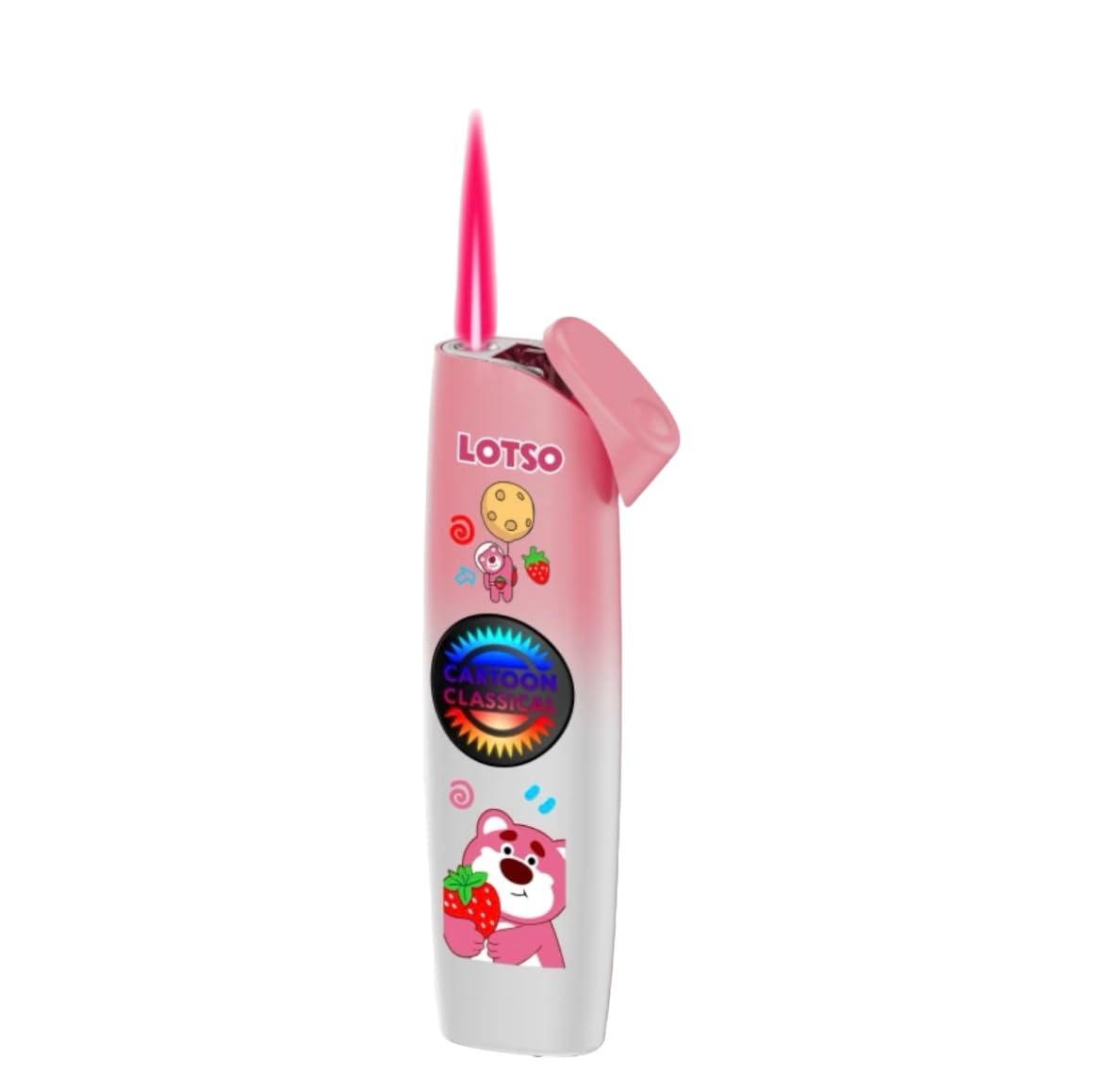 NIVEK Light Up Dazzling Lights Cartoon Lighter Refillable Pink Torch Flame Windproof Lighter Cool Fun Kawaii Cat Kitty