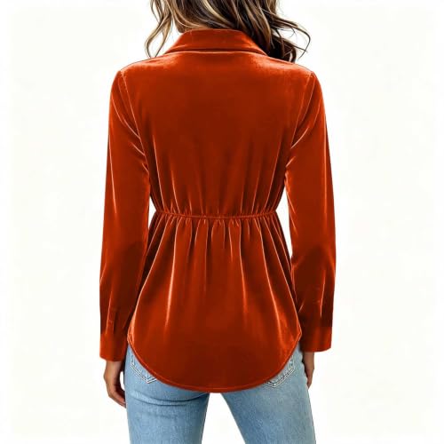 Womens Sparkly Peplum Tops Long Sleeve Collared Button Down Sequin Shirts - image 4