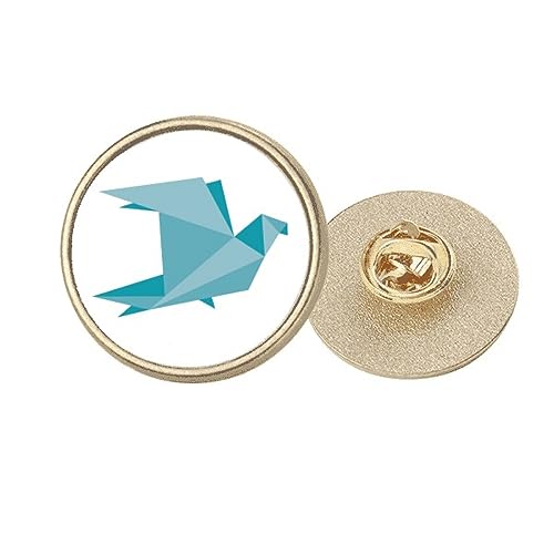 Broche pigeon vert origami un bijou poétique en métal doré brillant