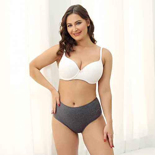 Image of coskefy Women's High Waisted Cotton Underwear Soft Breathable Panties Stretch Briefs Ladies Panties 5 Pack