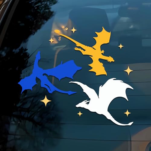 Image of Fourth Wing Dragons Car Decal Bookish, Fantasy, Dragon Decals, Book Lover Gift, Car Window Accessories, Vinyl Waterproof 6 Inches Bumper Decal Gift for Mom Dad Friend