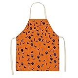 JMUNG Delantal Cocina Hombre Araña Naranja Halloween Delantal Cocina Mujer Algodón y Lino Delantales de Cocina Niño Niña Ajustable Mandiles de Cocina Impermeable Delantal Hombre 38x47cm