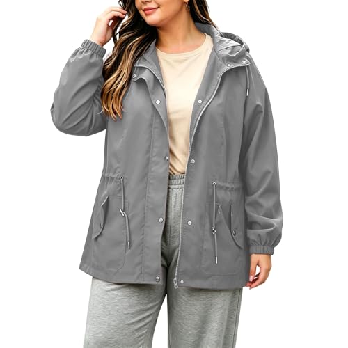 Veste randonnée femme respirante grande taille contre la pluie et la transpiration en marche