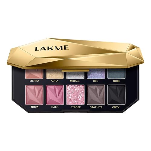 Image of Lakme Be-jewel Multichrome Eyeshadow Palette |10 Rich Shades | Velvety Mattes, Gleaming Shimmers, Marble Tones and High-Impact Foils | - Midnight Metals 12g