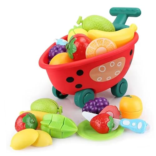 aqxreight Juguete para Cortar Frutas para Niños, Corte de Verduras, Juego de rol Interactivo, Juego de Cocina para Cocinar, de Comida, Ser Chef, Pretender Aprender y Cortar en la Cocina, Juguete