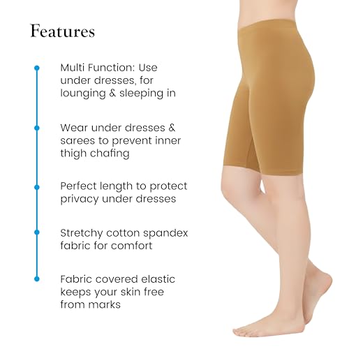 Image of Women's Cotton Lycra Cycling Shorts | 95% Cotton 5% Spandex | Stretchable Knee Length Tights for Gym, Yoga & Sports