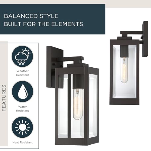 Image of Quoizel Westover 14 inch Outdoor Wall Lantern, Western Bronze | 1-Light, Clear Beveled Glass, E26 Base, ETL Wet Rated