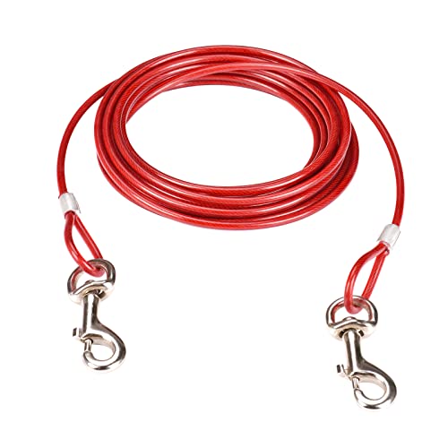 33ft(10M) Dog Tie Out Cable with 18" Spiral Ground Stake Spike, Out for Outdoor Yard and Camping, Small to Medium Dogs (Red - Image 2