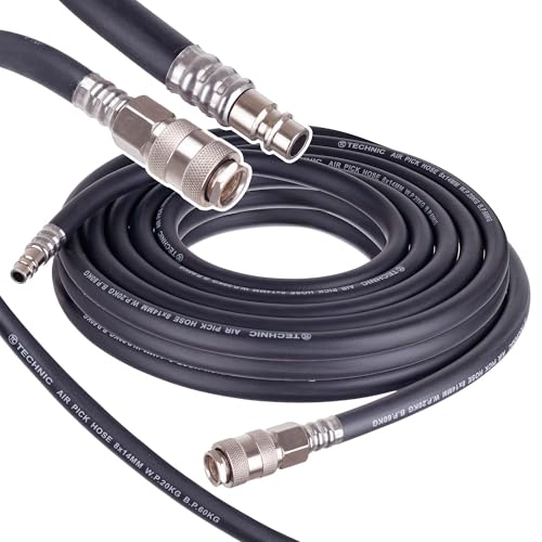 TC Technic Gummischlauch 5 m Druckluftschlauch 8x14 mm – mit Schnellkupplungen – flexibler Luftschlauch für Kompressor, Werkstatt, Druckluftwerkzeuge