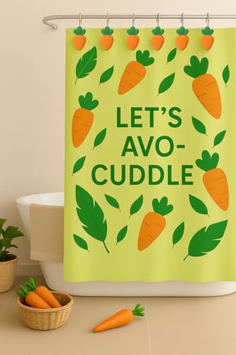 Image of 12‑Pack Resin Carrot Shower Curtain Hooks - Cute Orange & Green Carrot-Shaped Curtain Rings for Bathroom, Kitchen & Nursery Decor