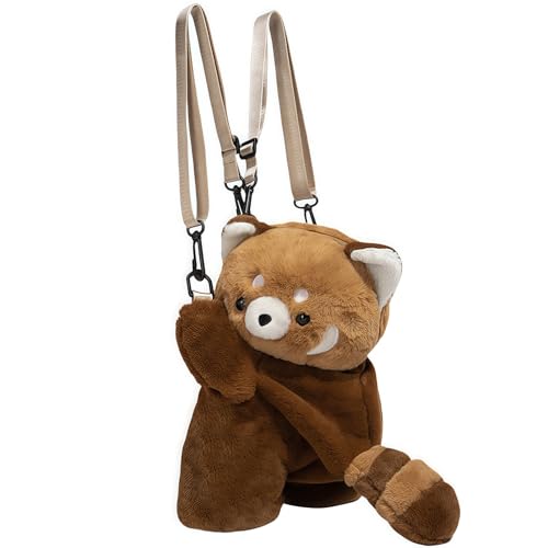 PIXIUTANK Red Panda Plush Backpack - Convertible Crossbody Bag & Adorable Stuffed Animal Purse, Ultra-Soft Lightweight Design for Casual Adventures