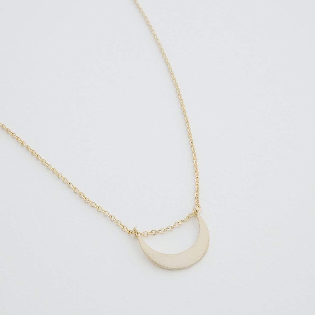 Honeycat La Luna Moon Necklace in Gold, Rose Gold, or Silver | Minimalist, Delicate Jewelry