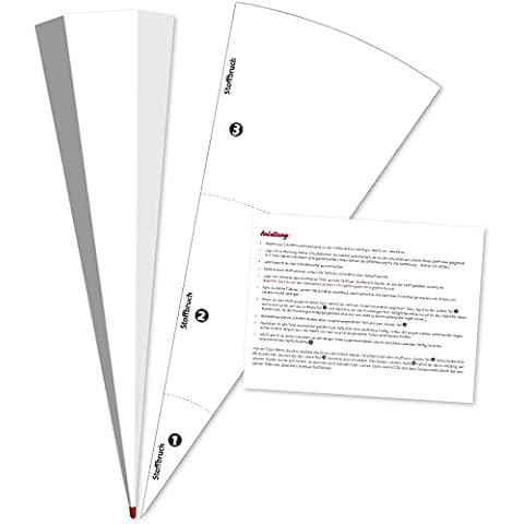 ROTH Schultüten-Rohling 85cm weiß eckig und Rot(h)-Spitze mit Schnittmuster und Anleitung zum Selbernähen einer Stoffschultüte Cover