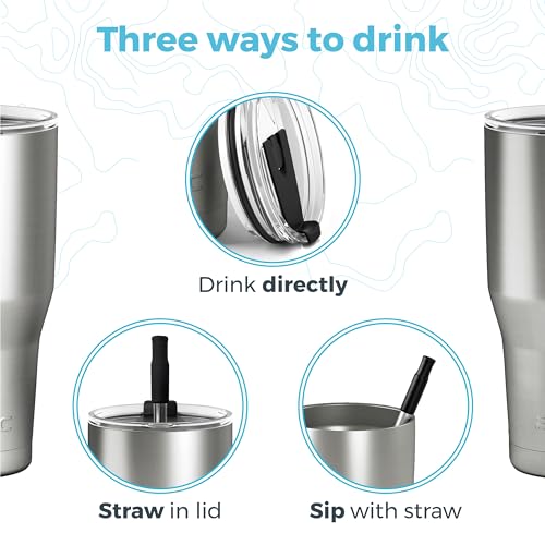 Arctic Tumblers | 30 oz Matte Turquoise Insulated Tumbler with Straw & Cleaner - Retains Temperature up to 24hrs - Non-Spill Splash Proof Lid