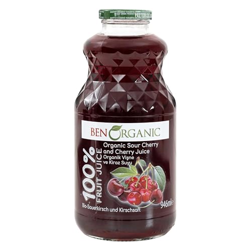 Image of BenOrganic Juice 1 x 946ml Glass Bottles, Organic Juices, Sugar and Additives Free - Not from concentrate (Cherry)