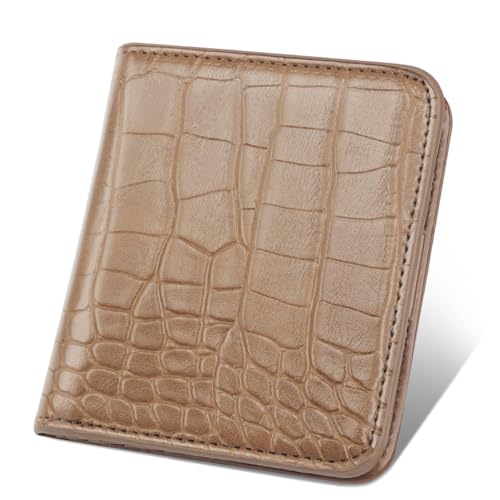 Image of Crocodile Wallets Women Small RFID Blocking Credit Card Holder | Luxury Alligator Faux Leather Thin Bifold Croc Womens Wallet Ladies Mini Purse with Coin Pocket, Khaki