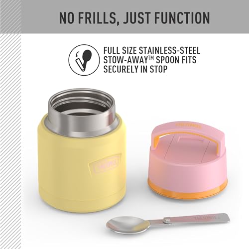 Image of THERMOS ICON Stainless Steel Food Jar with Spoon, 12 Ounce, Yellow