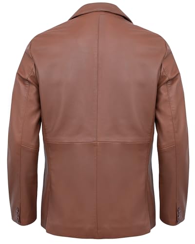 Image of Leather Blazer Men - Casual 2 Button Coat Style Real Lambskin Mens Leather Jacket