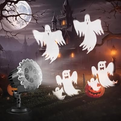 Minetom Halloween Projector Lights Outdoor, Rotating Ghost Projector Halloween, Waterproof Halloween Light Projector Landscape Lights for Outdoor Indoor, Yard, Patio, Garden, Party Decor
