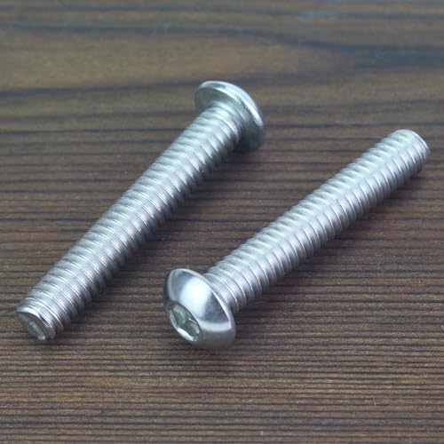 Image of 40 Pieces 1 /4-20 x 1-1 /2 inch Button Head Socket Cap Screws Bolts, HELIFOUNER 304 Stainless Steel (18-8) Screws, Bright Finish, Fully Threaded