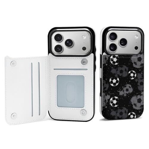 iPhone17Pro用ケース 手帳型 スリッパ サッカーボール アイフォン17Proケース 手帳型 背面 財布型 スマホケース 軽量 耐衝撃 ICカード収納 スタンド機能 おしゃれ シンプル