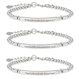 kilofly Juego de 3/6 pulseras con versículos bíblicos, regalo religioso único para mujer, Talla única, Acero inoxidable, No es una piedra preciosa