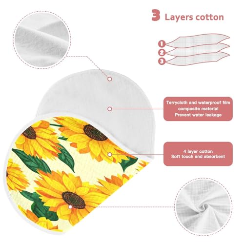 Sunflower Muslin Baby Burp Cloths, 22x11 Inch Soft Absorbent Cotton Burping Rags Baby Washcloths for Newborn Boys Girls, 2 Pack3