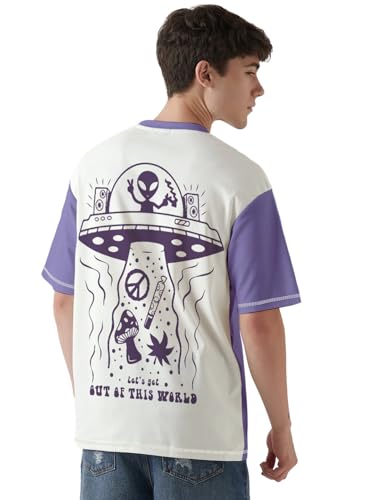 Image of crazymonk Escape from Reality Printed Graphic Oversized T-Shirt - Multi