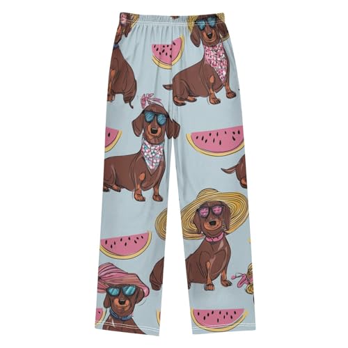 ZZXXB Dachshund Watermelon Boys Long Pants Soft Trousers Elastic Waist Kids Lounge Bottoms with Pockets S-XL2