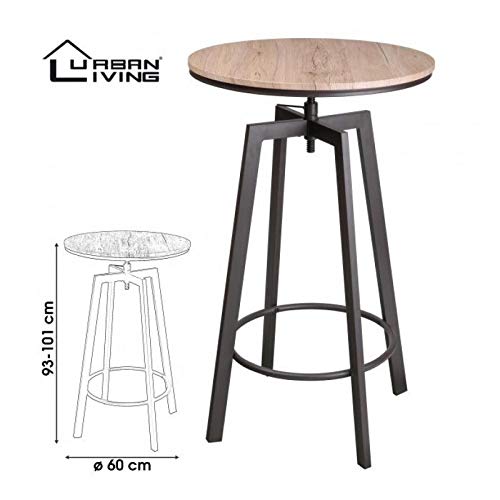 Table Bar, Collection Factory, Bois, 85 x 63.5 diam 60 haut 93/101 cm