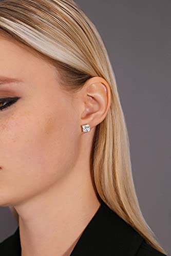 14k Yellow Gold Princess-Cut Square Cubic Zirconia CZ Stud Earrings with Gold Butterfly Pushbacks4
