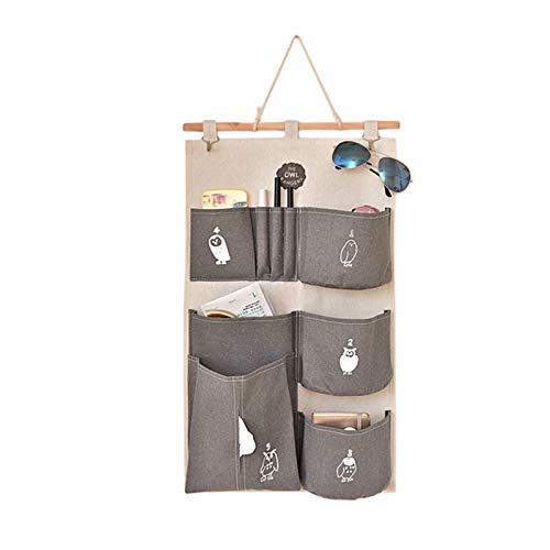 WYFDC Bolsa Almacenamiento Armario Colgante Algodón Lino Decorativo Organizador Hogar Puerta Pared Que Cuelgan Sostenedor Vestidor Trastero Niños Bolsa Organizador (Color : GREY1)