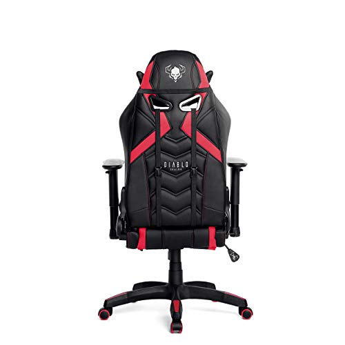 Diablo-X-Ray-Gaming-Silla-para-Ninos-Silla-Gamer-Apoyabrazos-2D-Diseno-Ergonomico-HQ-Cuero-Sintetico-Perforacion-Funcion-de-Inclinacion-Negro-Rojo-S