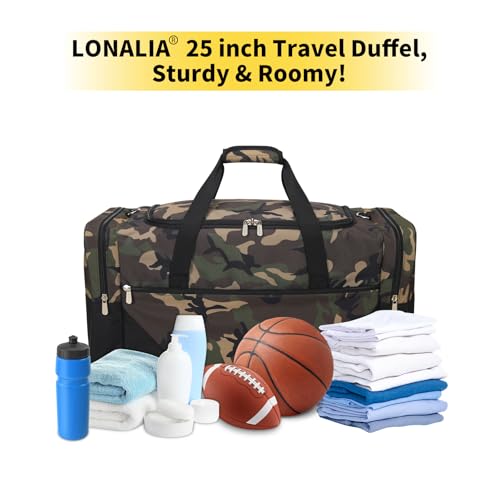 Image of 25 in Large Travel Duffel Bag for Men - 56L Roomy Weekender Bag with Trolley Sleeve (Camo)