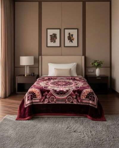Image of Signature Premium Winter Mink Blanket for Single Bed | Heavy Warm Soft Blanket for Winters | Ultra Soft, Skin Friendly, Breathable, Single Layer Mink Blanket for Adults & Kids (Imperial Medallion)