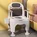 LXBH Chaise Percée - Cadre De Toilettes Sûr - Chaise WC pour Personnes Âgées - Personnes Handicapées - Hauteur Réglable avec Dossier - Antidérapante Khaki