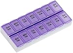 Ezy Dose Hebdomadaire7-Day) AM/PM Organisateur de pilules, Médicament cas, Violet , Boîte quotidienne de vitamines & Planificateur de complément, Lycées, 2 Pill Holder compact, portable, fois par jour & Voyages-Amis, sans BPA
