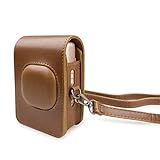 HIYQIN チェキケース, instax mini Liplayケース 可愛いカメラバッグ instax Liplay保護ケース ショルダーストラップ付き PUレザー(ブラウン)